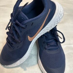 Nike Dark Blue Sneakers with Copper Swoosh